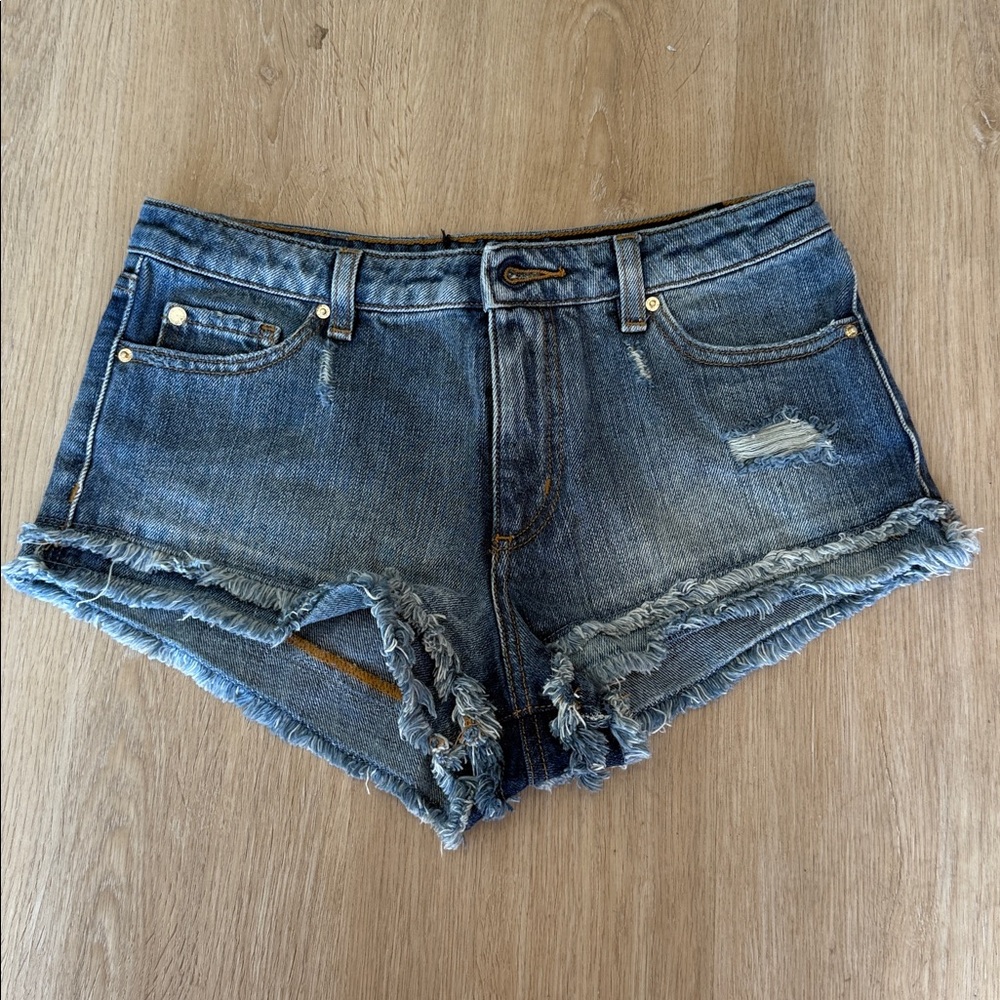 Armani Exchange Blue Frayed Jean Shorts